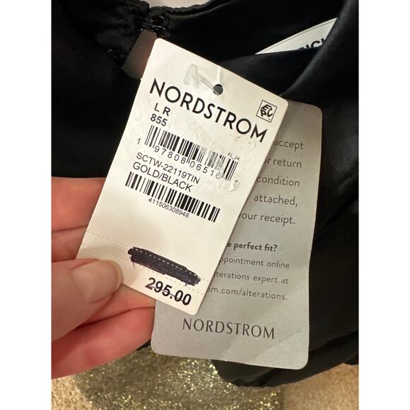 Amanda Uprichard NWT Brantley Black & Gold Mini Dress Size Large - Picture 10 of 10